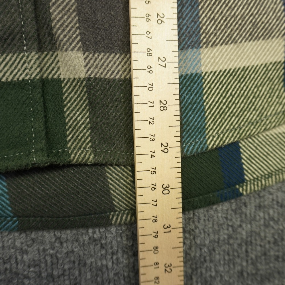Orvis Heavy Flannel Button Down Shirt Mens Large Green Blue Plaid Pockets - Picture 6 of 11